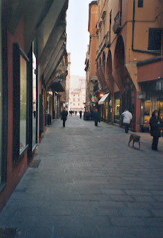 Via D'Azelio - Bologna. In lontananza piazza Maggiore